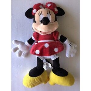 Disney Parks Minnie Mouse Stuffed Plush Red Polka Dot Dress 20" Tall